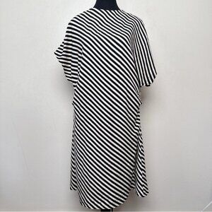 H&M Womens Large Tapered Waist Striped Dolman Sleeve Dress In Cream Black